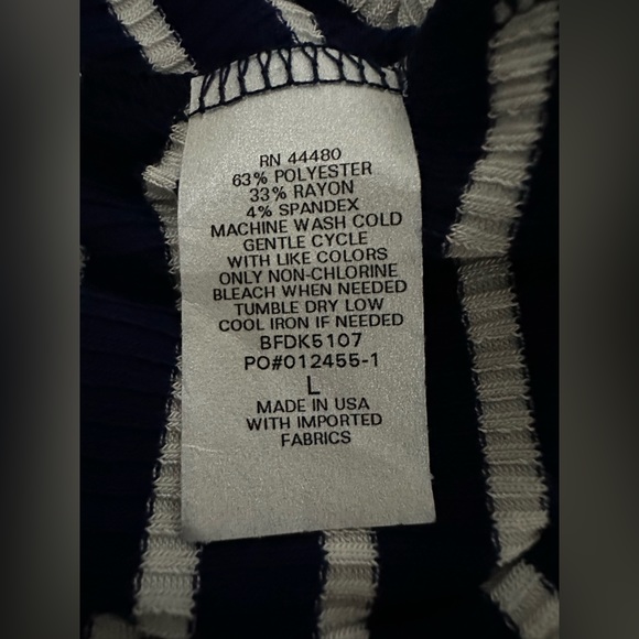 LA Made Mini Swing Dress navyBlue/White Stripe Long Sleeve Ribbed Sz L - Picture 4 of 7